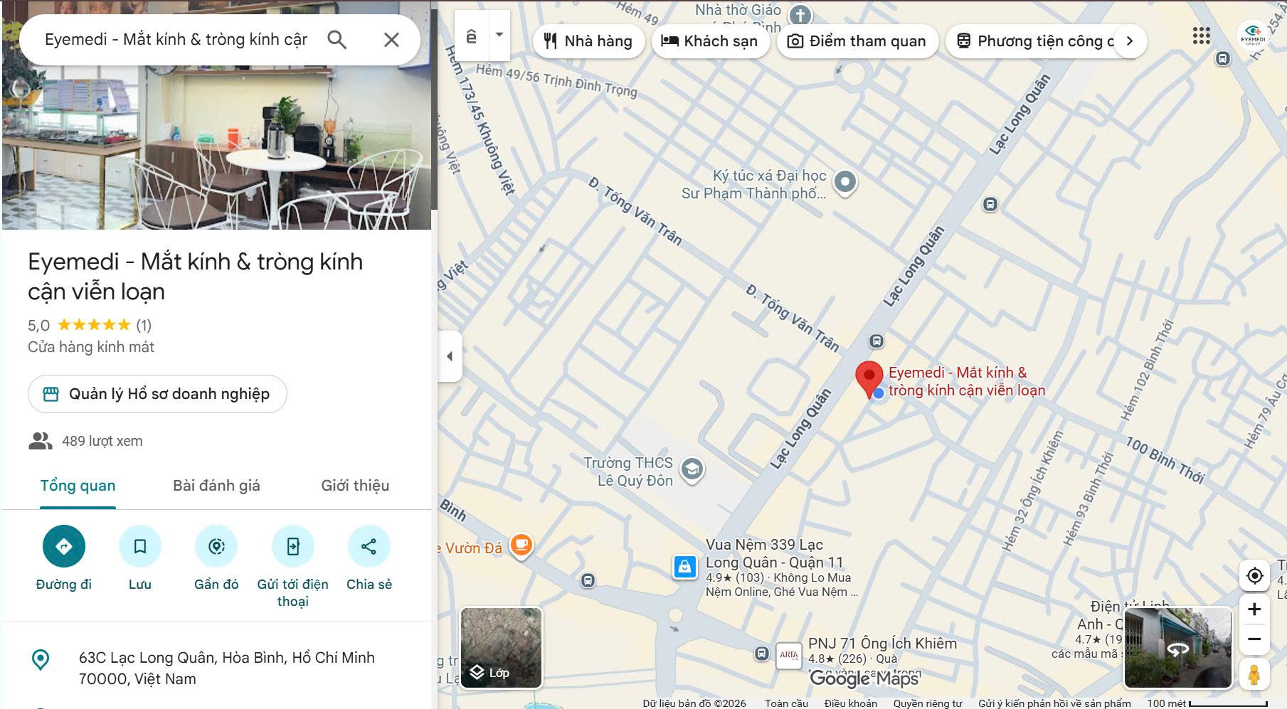 Chỉ đường đi đến địa chỉ Store Eyemedi